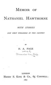 Cover of: Memoir of Nathaniel Hawthorne by Alexander H. Japp