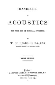 Cover of: Handbook of acoustics for the use of musical students