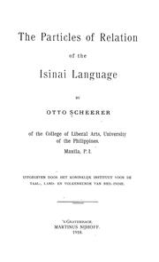 Cover of: The particles of relation of the Isinai language