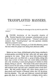 Cover of: Transplanted manners: a novel