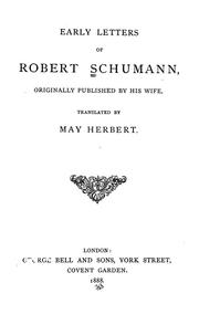 Cover of: Early letters of Robert Schumann