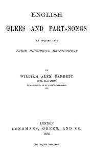 Cover of: English glees and part-songs: an inquiry into their historical development