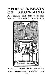 Cover of: Apollo & Keats on Browning by Clifford Anderson Lanier