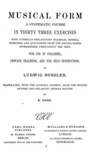 Cover of: Musical form: a systematic course in thirty-three exercises