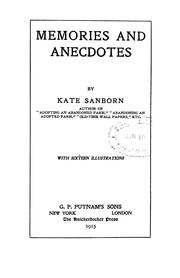 Cover of: Memories and anecdotes