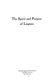 Cover of: Spirit and purpose of Lingnan