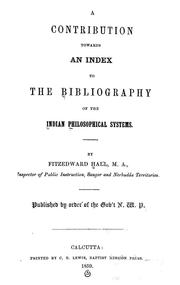 Cover of: A contribution towards an index to the bibliography of the Indian philosophical systems