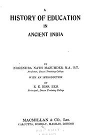 Cover of: A history of education in ancient India by Nogendra Nath Mazumder