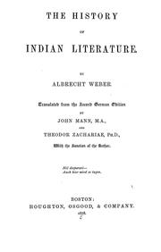 Cover of: The history of Indian literature