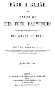 Cover of: Bāgh o bahār, or, Tales of the four Darweshes by Amīr Khusraw Dihlavī, Duncan Forbes