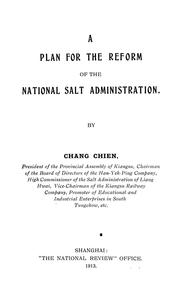 Cover of: A plan for the reform of the national salt administration