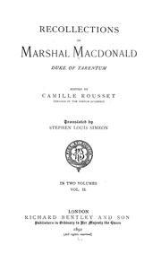 Cover of: Recollections of Marshal Macdonald, duke of Tarentu