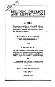 Cover of: Building districts and restrictions | Chicago (Ill.). City Council.
