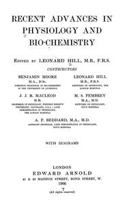Cover of: Recent advances in physiology and bio-chemistry by Sir Leonard Hill