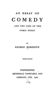 Cover of: An essay on comedy: and the uses of the comic spirit