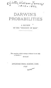 Cover of: Darwin's probabilities: a review of his "Descent of man."