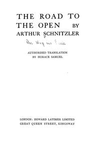 Cover of: The road to the open by Arthur Schnitzler