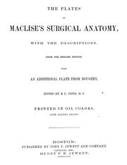 Cover of: The plates of Maclise's Surgical anatomy with the descriptions from the English ed. by Joseph Maclise