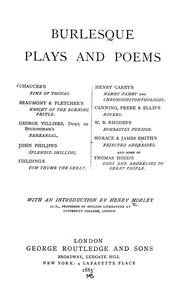 Cover of: Burlesque plays and poems ...
