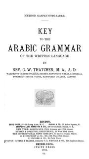 Cover of: Key to the Arabic grammar of the written language