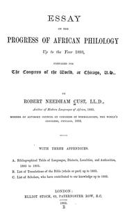 Essay on the progress of African philology up to the year 1893 by Cust, Robert Needham