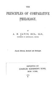 Cover of: The principles of comparative philology by Archibald Henry Sayce
