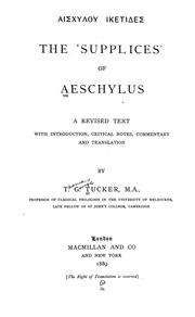 Cover of: The 'Supplices' of Aeschylus =: Aischylou Hiketides