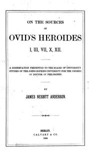 Cover of: On the source of Ovid's Heriodes I, III, VII, X, XII