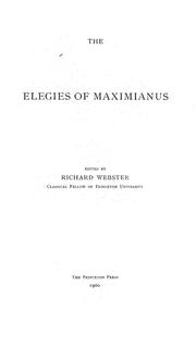 Cover of: The elegies of Maximianus