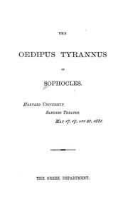 Cover of: The Oedipus tyrannus of Sophocles by Sophocles