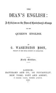 Cover of: The Dean's English by G. Washington Moon, G. Washington Moon