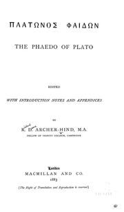 Cover of: The Phaedo of Plato