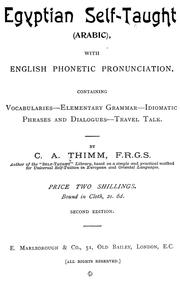 Cover of: Egyptian self-taught (Arabic) with English phonetic pronunciation by Karl Albert Thimm