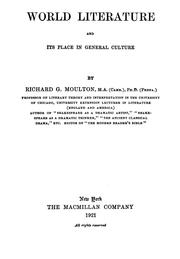 Cover of: World literature and its place in general culture by Richard Green Moulton