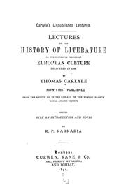 Cover of: Lectures on the history of literature or the successive periods of European culture