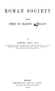 Cover of: Roman society from Nero to Marcus Aurelius by Samuel Dill