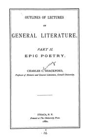 Cover of: Outlines of lectures on general literature: Epic poetry