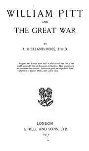 Cover of: William Pitt and the great war.