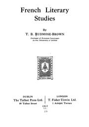 Cover of: French literary studies by T. B. Rudmose-Brown