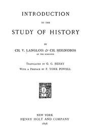 Cover of: Introduction to the study of history