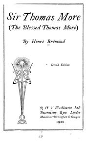 Cover of: Sir Thomas More (The Blessed Thomas More) by Henri Bremond
