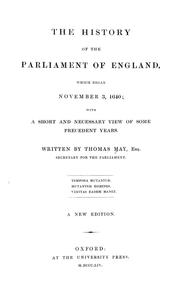 Cover of: The history of the Parliament of England by Thomas May