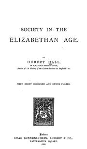 Cover of: Society in the Elizabethan age