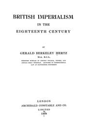 Cover of: British imperialism in the eighteenth century