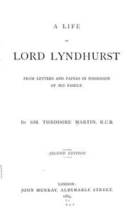 Cover of: A life of Lord Lyndhurst from letters and papers in possession of his family