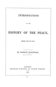 Cover of: Introduction to the History of the peace, from 1800 to 1815