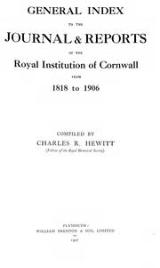 Cover of: General index to the Journal and Reports from 1818 to 1906 | Royal Institution of Cornwall