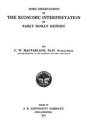 Cover of: Some observations on the economic interpretation of early Roman history