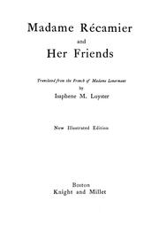 Cover of: Madame Récamier and her friends by Amélie Cyvoct Lenormant