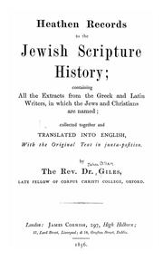 Cover of: Heathen records to the Jewish scripture history by J. A. Giles